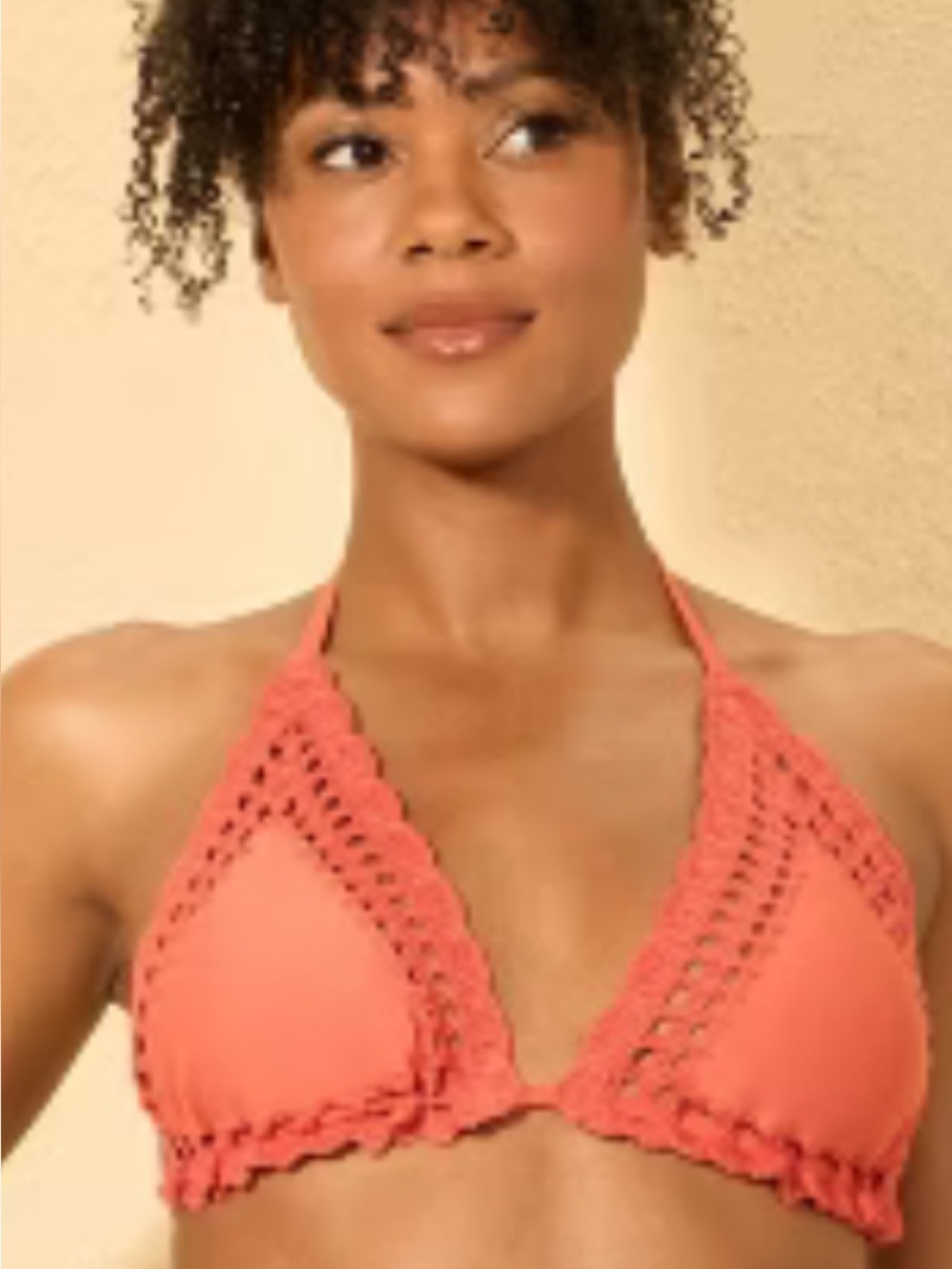 Shade & Shore Crochet Edge Triangle Bikini Top NWT